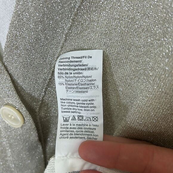 J. Crew Collection - Double-Knit Sparkle Long Cardigan Sweater - Size XS, Silver - Picture 15 of 17